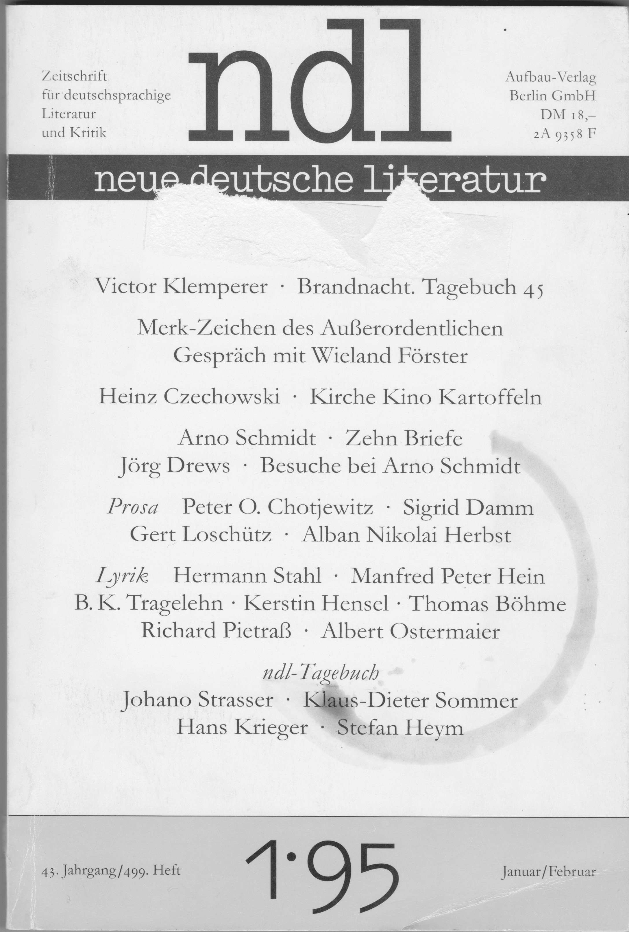 Besprechnung von "Eunuchenglück",
Birgit Dahlke,
ndl 1/1995